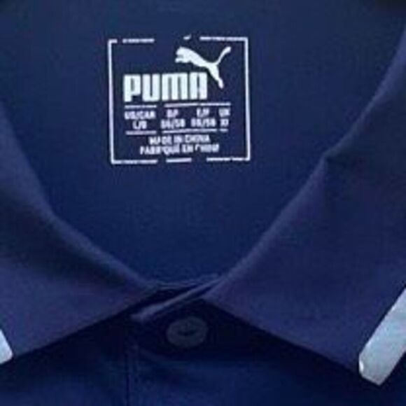 Puma Dry Cell Cloudspun Golf Polo Shirt Mens Large Blue Colorblock Short Sleeves - Picture 8 of 13